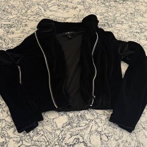 Black Velvet Zip-Front Girls Jacket